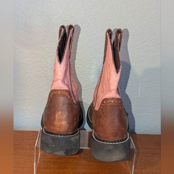 Justin Womens Pull On Gypsy Boots Pink and Brown  7.5B #L9901 - Picture 4 of 9